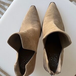 Vince Camuto Tan Suede Pointed-Toe Ankle Booties
